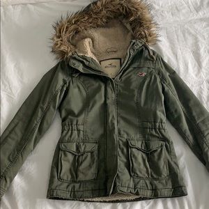 Hollister Green Sherpa-Lined Coat
